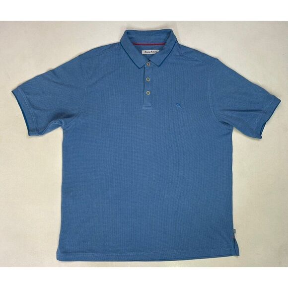 Tommy Bahama Polo Shirt Men Large Blue Short Sleeve - Picture 1 of 6